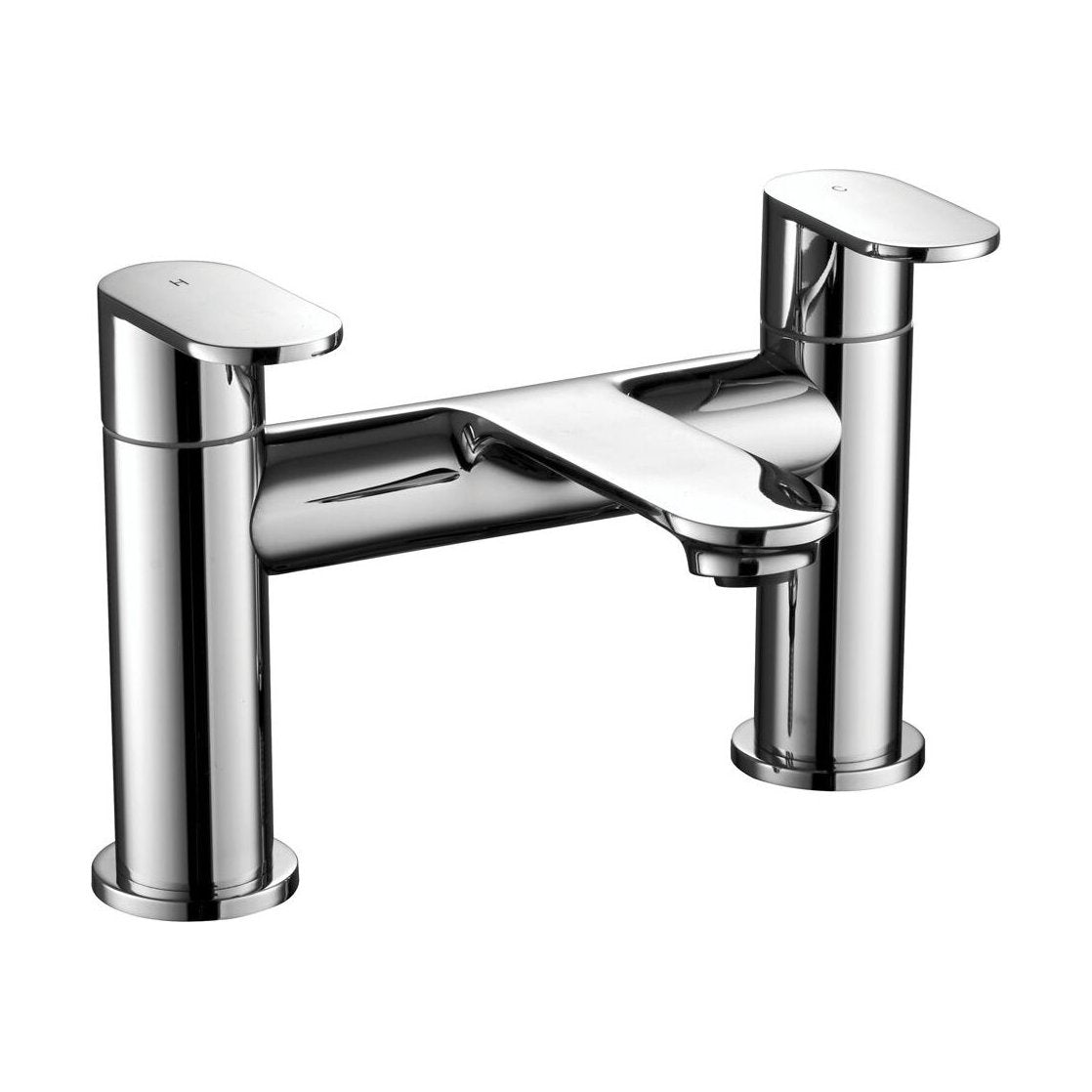[BT9141] Contemporary Bathroom Deck Mounted Round Bath Filler Tap - Choice of Finish - Cutout