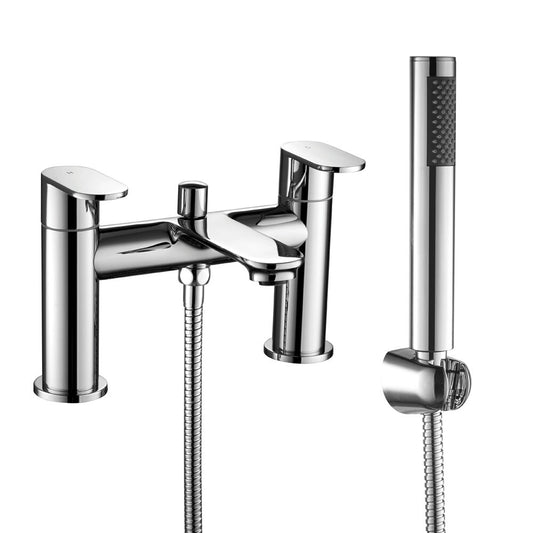 Contemporary Bathroom Deck Mounted Round Bath Shower Mixer Tap - Chrome