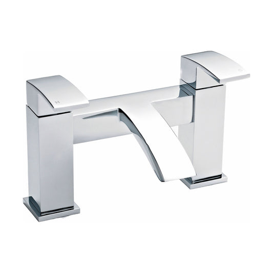 [BTAS303] Balterley Contemporary Soft Square Dual Lever Deck Mounted Bath Filler Tap with Ceramic Disc Technology, 229 x 127 x 138mm, Chrome - Cutout