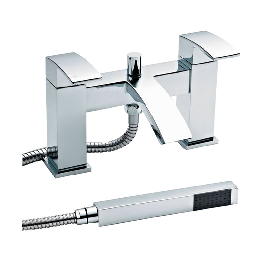 [BTAS304] Balterley Contemporary Square Dual Lever Deck Mounted Bath Shower Mixer Tap with Ceramic Disc Technology, 229 x 127 x 138mm Chrome - Cutout