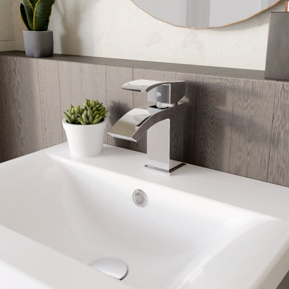 [BTAS305] Balterley Contemporary Square Single Lever Deck Mounted Mono Basin Mixer Tap with Push Button Waste, 180 x 55 x 134mm, Chrome - Lifestyle 3