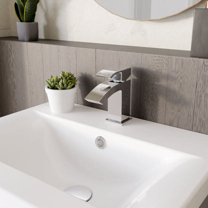 [BTAS315] Balterley Contemporary Square Single Lever Deck Mounted Mono Basin Mixer Tap with Push Button Waste, Chrome, 48 x 131 x 137mm - Lifestyle 3