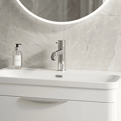 [BTB305] Cauldon Contemporary Round Mono Basin Mixer Tap & Push Button Waste, Choice of Colour - Silo