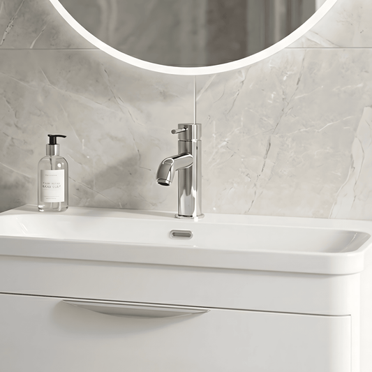 [BTB305] Cauldon Contemporary Round Mono Basin Mixer Tap & Push Button Waste, Choice of Colour - Silo