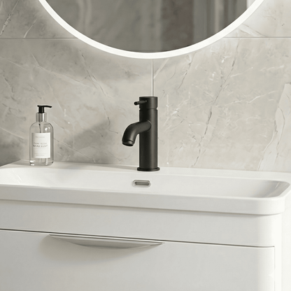 [BTB405] Cauldon Contemporary Round Mono Basin Mixer Tap & Push Button Waste, Choice of Colour - Silo
