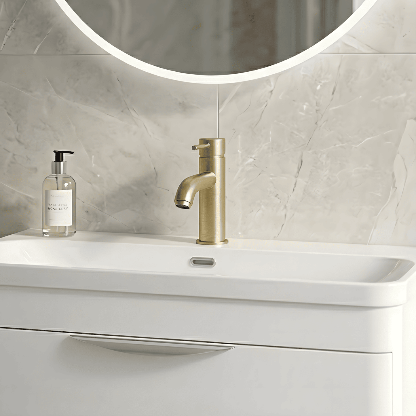 [BTB805] Cauldon Contemporary Round Mono Basin Mixer Tap & Push Button Waste, Choice of Colour - Silo