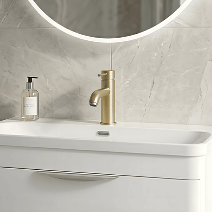 [BTB805] Cauldon Contemporary Round Mono Basin Mixer Tap & Push Button Waste, Choice of Colour - Silo