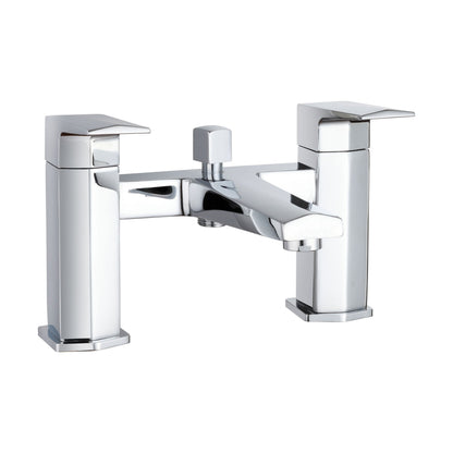 [BTBO304] Balterley Deck Mounted Square Bath Shower Mixer Tap with Kit, Dual Lever Waterfall Spout - Chrome Finish - Cutout
