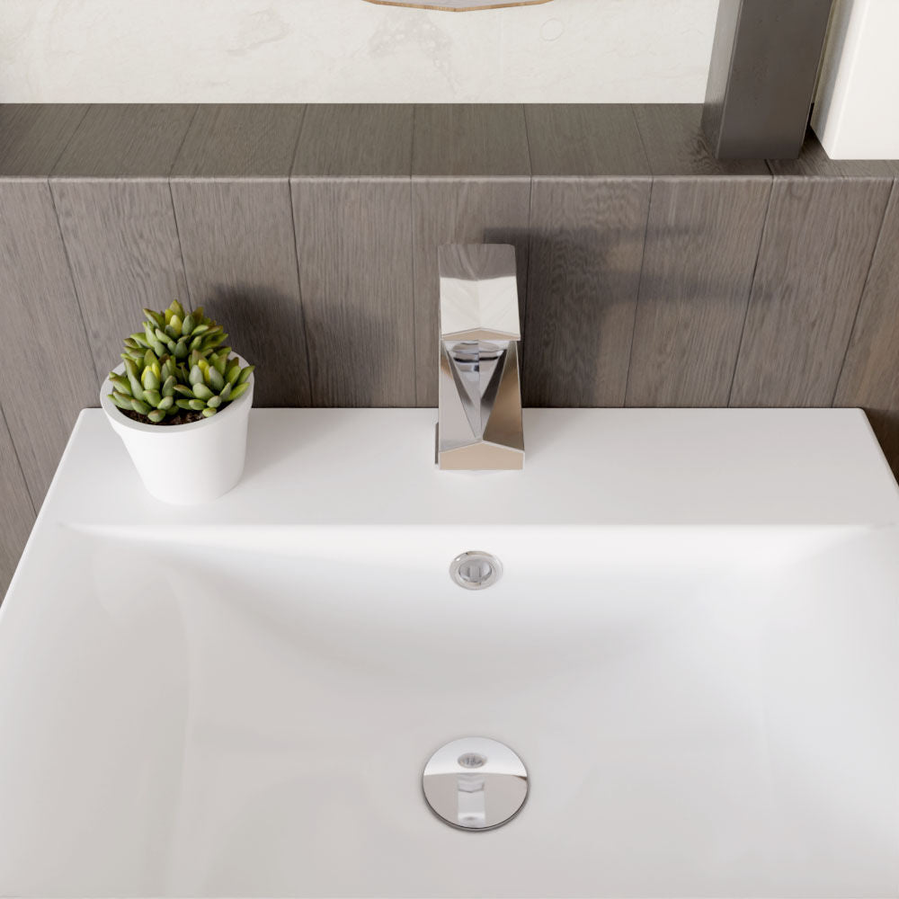 [BTBO305] Balterley Square Mono Basin Mixer Tap & Push Button Waste, Single Lever with Ceramic Disc - Chrome Finish - Lifestyle 2