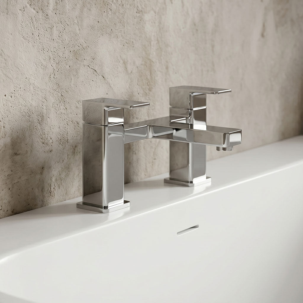 [BTC303] Milldale Square Dual Lever Deck Mounted Bath Filler Tap - Choice of Finish - Silo