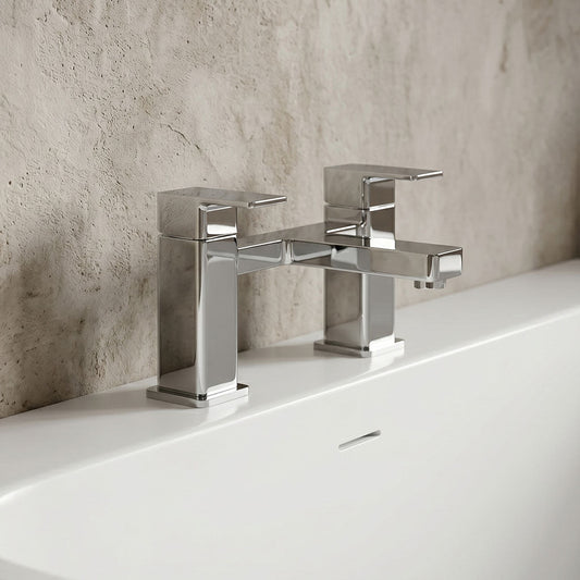 [BTC303] Milldale Square Dual Lever Deck Mounted Bath Filler Tap - Choice of Finish - Silo