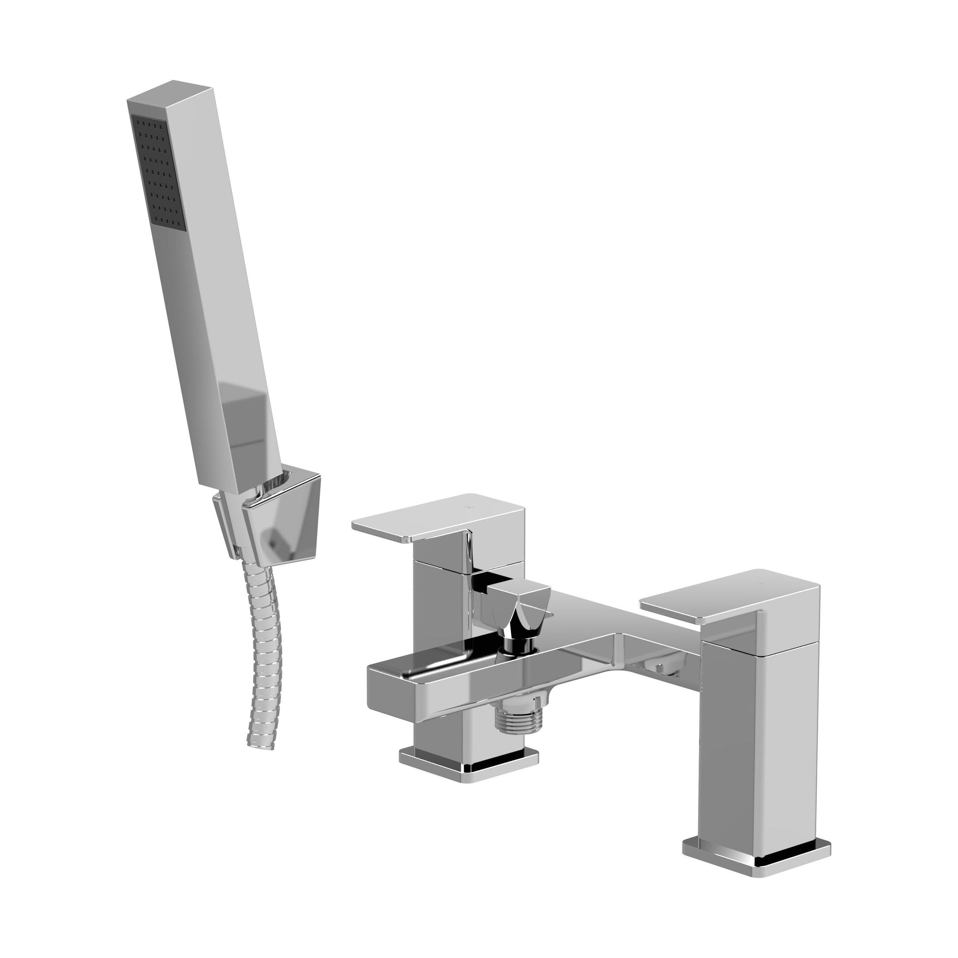 [BTC304] Milldale Square Deck Mounted Dual Lever Bath Shower Mixer Tap with Kit - Choice of Finish - Cutout