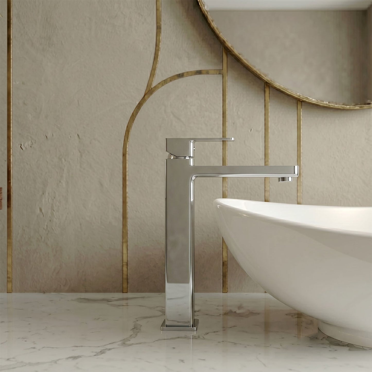 [BTC370] Milldale Contemporary Square Tall High Rise Mono Basin Mixer Tap - Choice of Finish - Silo