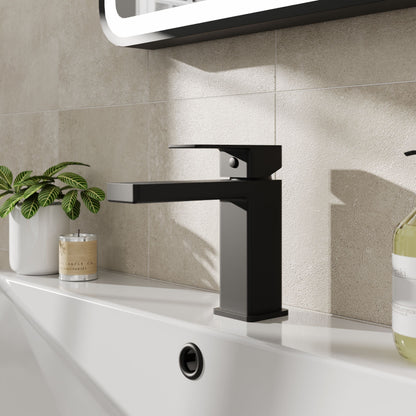 [BTC405] Milldale Contemporary Square Mono Basin Mixer Bathroom Sink Tap with Push Button Waste - Lifestyle 1