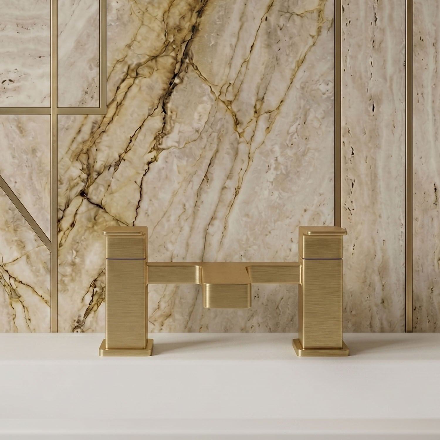[BTC803] Milldale Square Dual Lever Deck Mounted Bath Filler Tap - Choice of Finish - Silo
