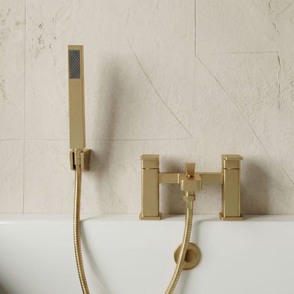 [BTC804] Milldale Square Deck Mounted Dual Lever Bath Shower Mixer Tap with Kit - Choice of Finish - Silo