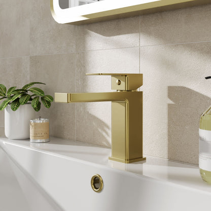 [BTC805] Milldale Contemporary Square Mono Basin Mixer Bathroom Sink Tap with Push Button Waste - Lifestyle 1