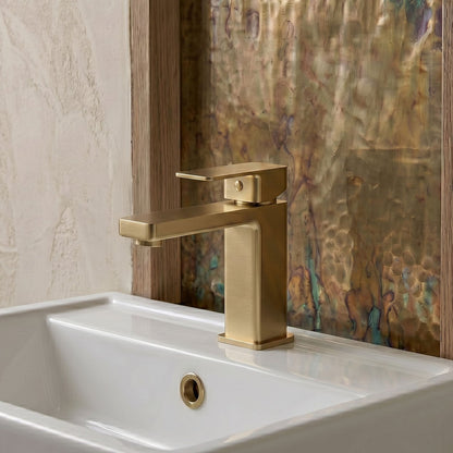 [BTC805] Milldale Contemporary Square Mono Basin Mixer Bathroom Sink Tap with Push Button Waste - Silo