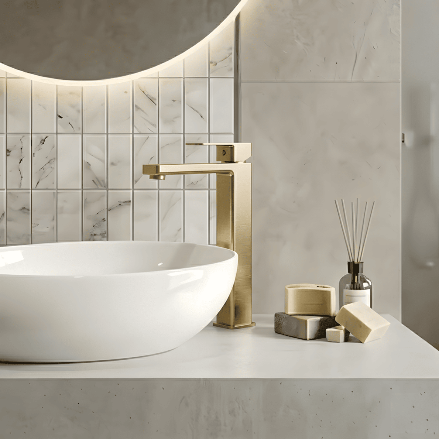 [BTC870] Milldale Contemporary Square Tall High Rise Mono Basin Mixer Tap - Choice of Finish - Silo