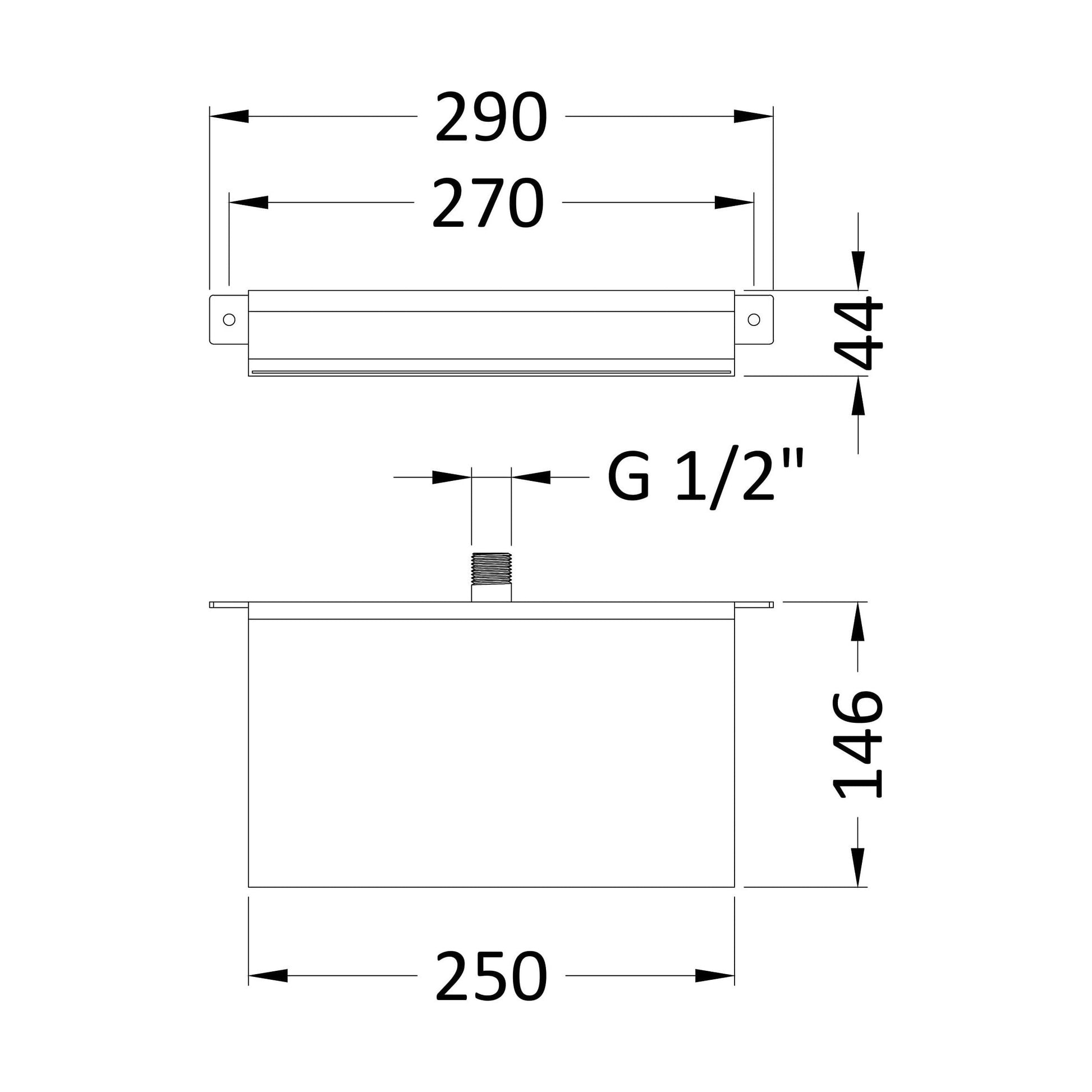 [BTCA300] Bathroom Wall Mount Waterfall Bath Filler Spout - Chrome - Technical Drawing