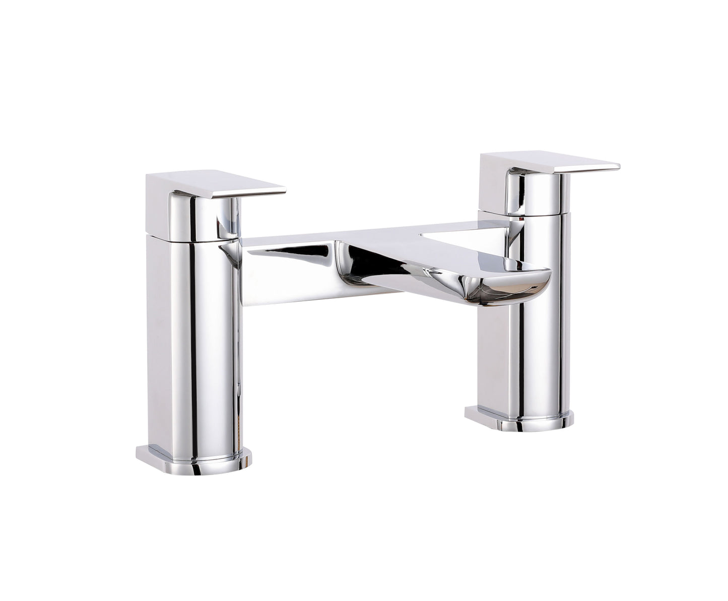[BTCL303] Contemporary Soft Square Deck Mounted Dual Lever Bath Filler Tap, Choice of Colour - Cutout