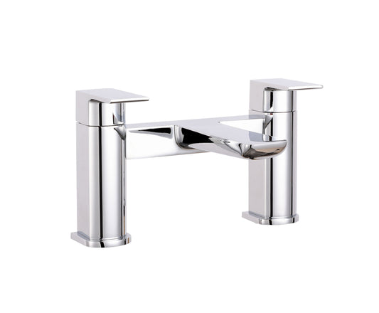 [BTCL303] Contemporary Soft Square Deck Mounted Dual Lever Bath Filler Tap, Choice of Colour - Cutout