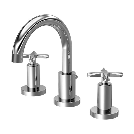 [BTCN337X] Levedale Crosshead Handle Deck Mounted 3 Tap Hole Basin Mixer Tap, 190 x 130 x 175mm, Chrome - Cutout