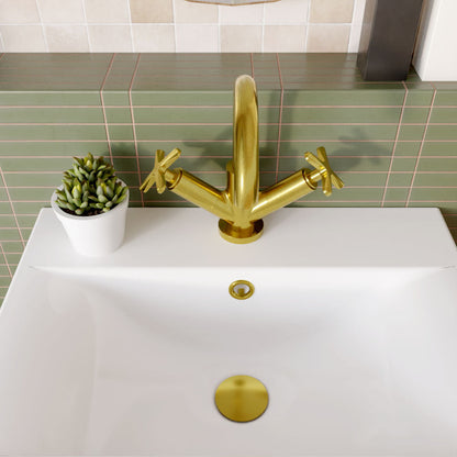 [BTCN815X] Levedale Mono Basin Mixer Tap with Crosshead Handles and Waste - Choice of Finish - Lifestyle 2