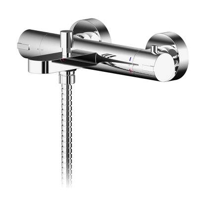 [BTCU005] Balterley Current Round Thermostatic Bath Shower Mixer Bar Valve Tap with Anti-Scald Control - Chrome Finish - Cutout
