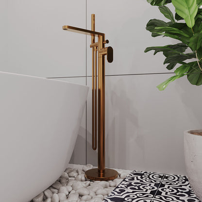 [BTCU1521] Enville Modern Freestanding Round Bath Shower Mixer Tap with Lever Handle and Kit - Choice of Colour - Lifestyle 1