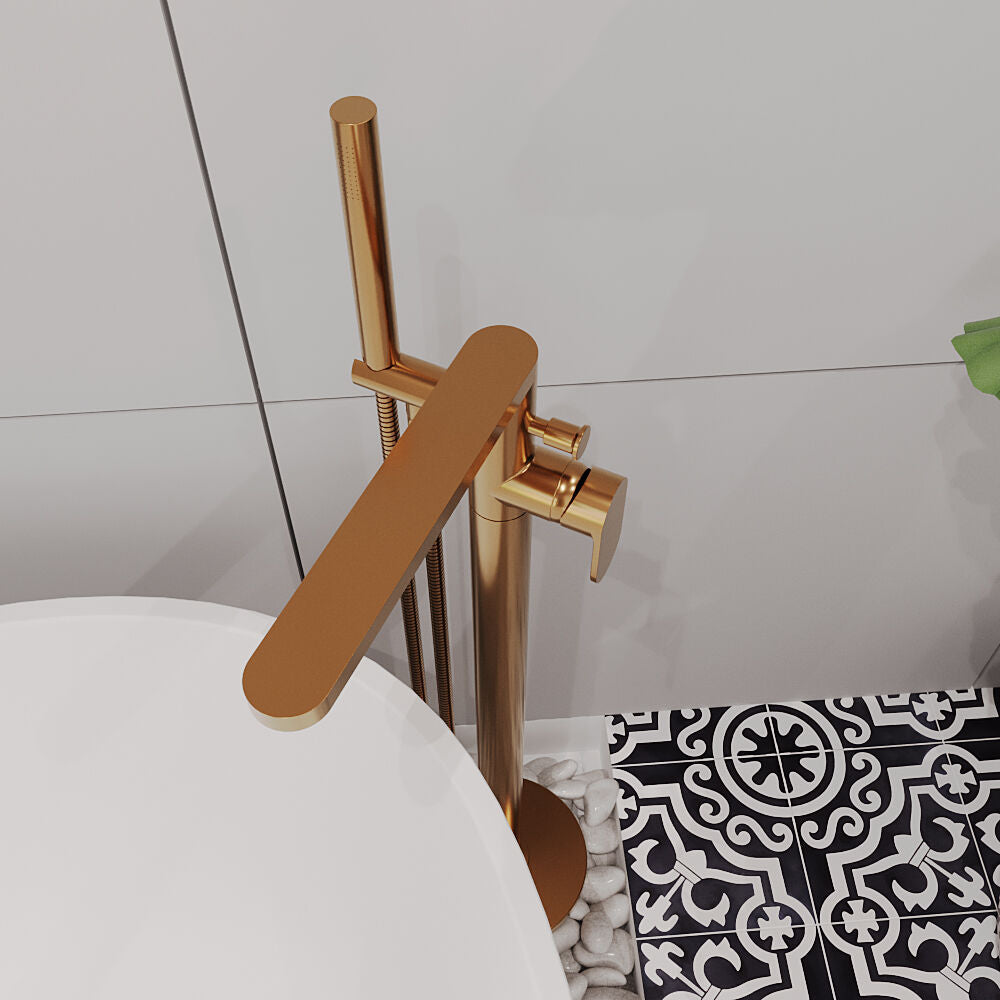 [BTCU1521] Enville Modern Freestanding Round Bath Shower Mixer Tap with Lever Handle and Kit - Choice of Colour - Lifestyle 2