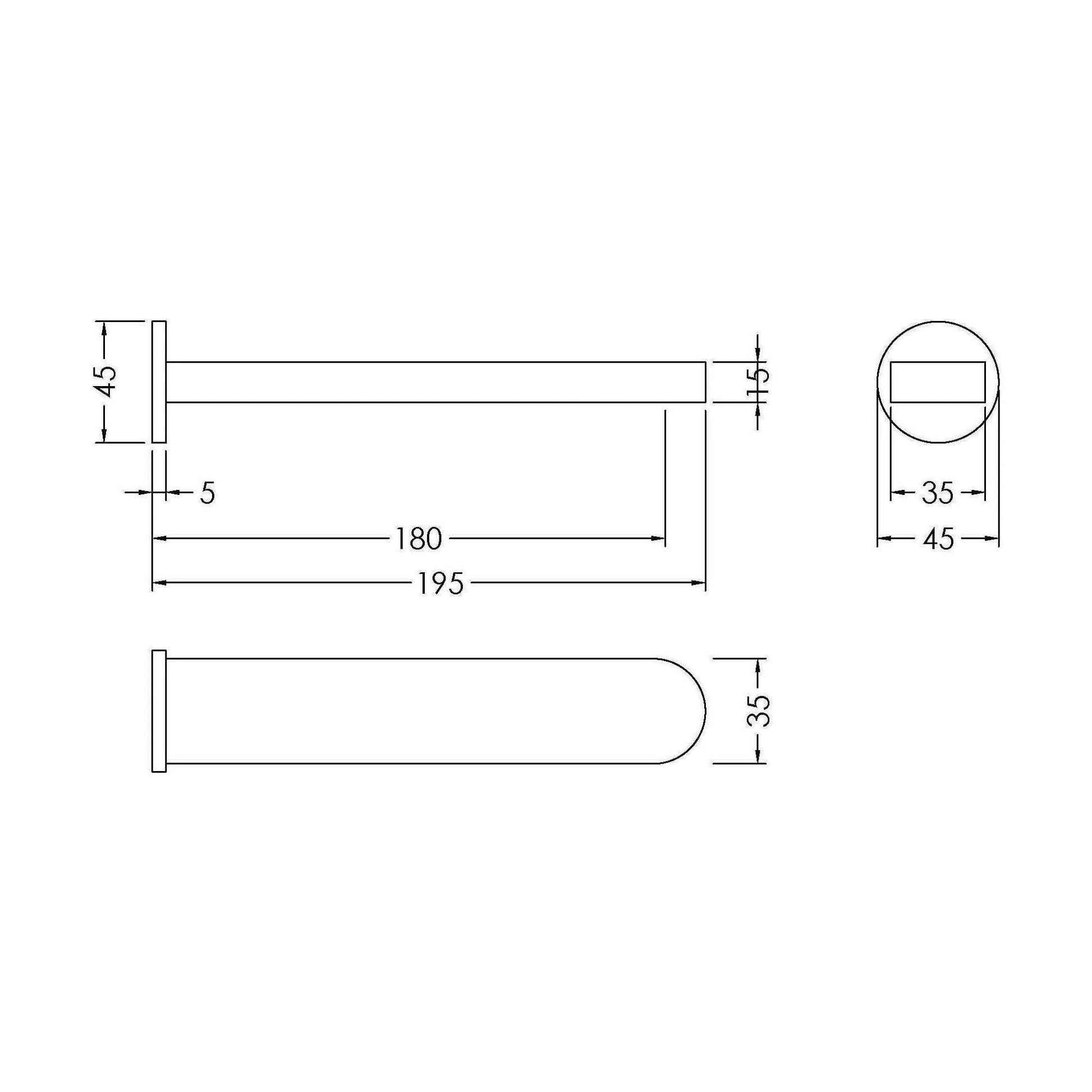 [BTCU300] Balterley Current Modern Round Wall Mounted Bath Spout with Smooth Water Flow Design - Polished Chrome Finish - Technical Drawing