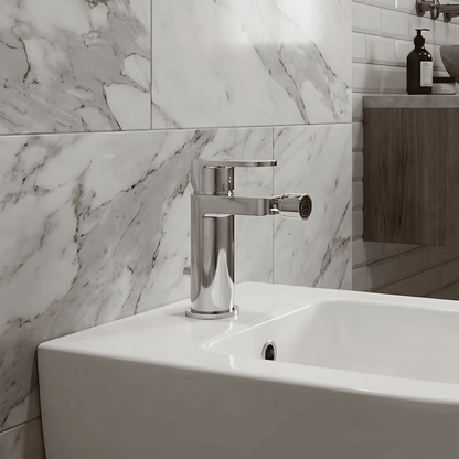[BTCU306] Enville Round Mono Bidet Basin Mixer Tap with Pop-Up Waste – Polished Chrome, 100mm - Silo