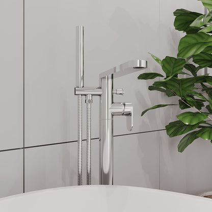 [BTCU321] Enville Modern Freestanding Round Bath Shower Mixer Tap with Lever Handle and Kit - Choice of Colour - Lifestyle 3