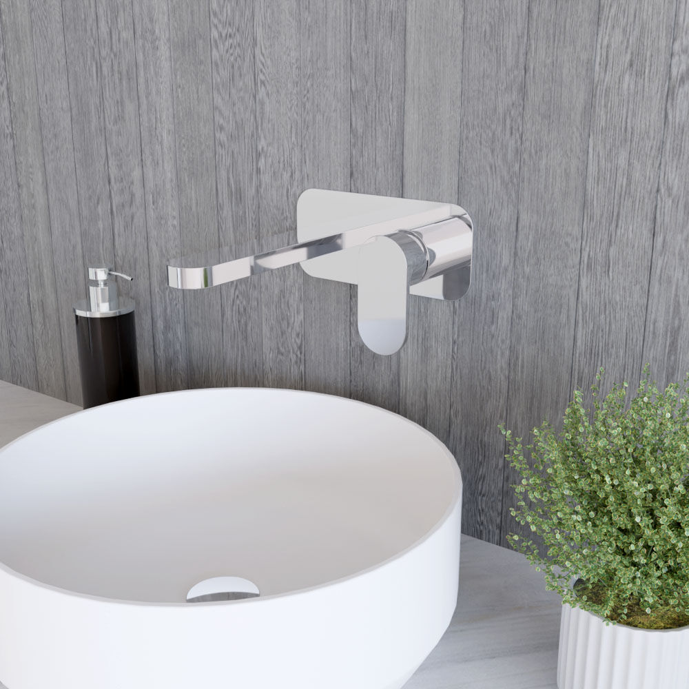 [BTCU328] Enville Round Wall Mount 2 Tap Hole Basin Mixer Tap & Back Plate - Choice of Finish - Lifestyle 3