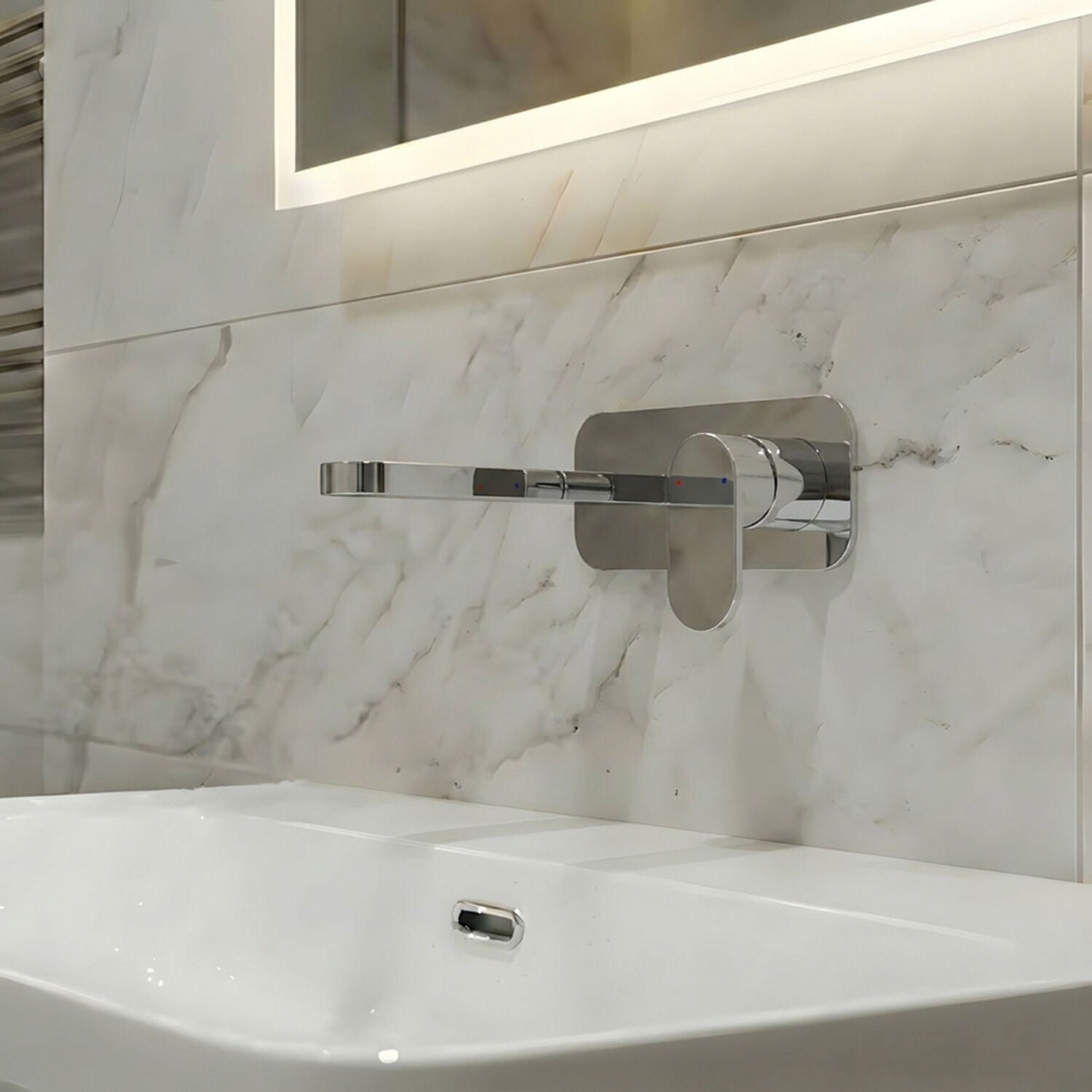 [BTCU328] Enville Round Wall Mount 2 Tap Hole Basin Mixer Tap & Back Plate - Choice of Finish - Silo