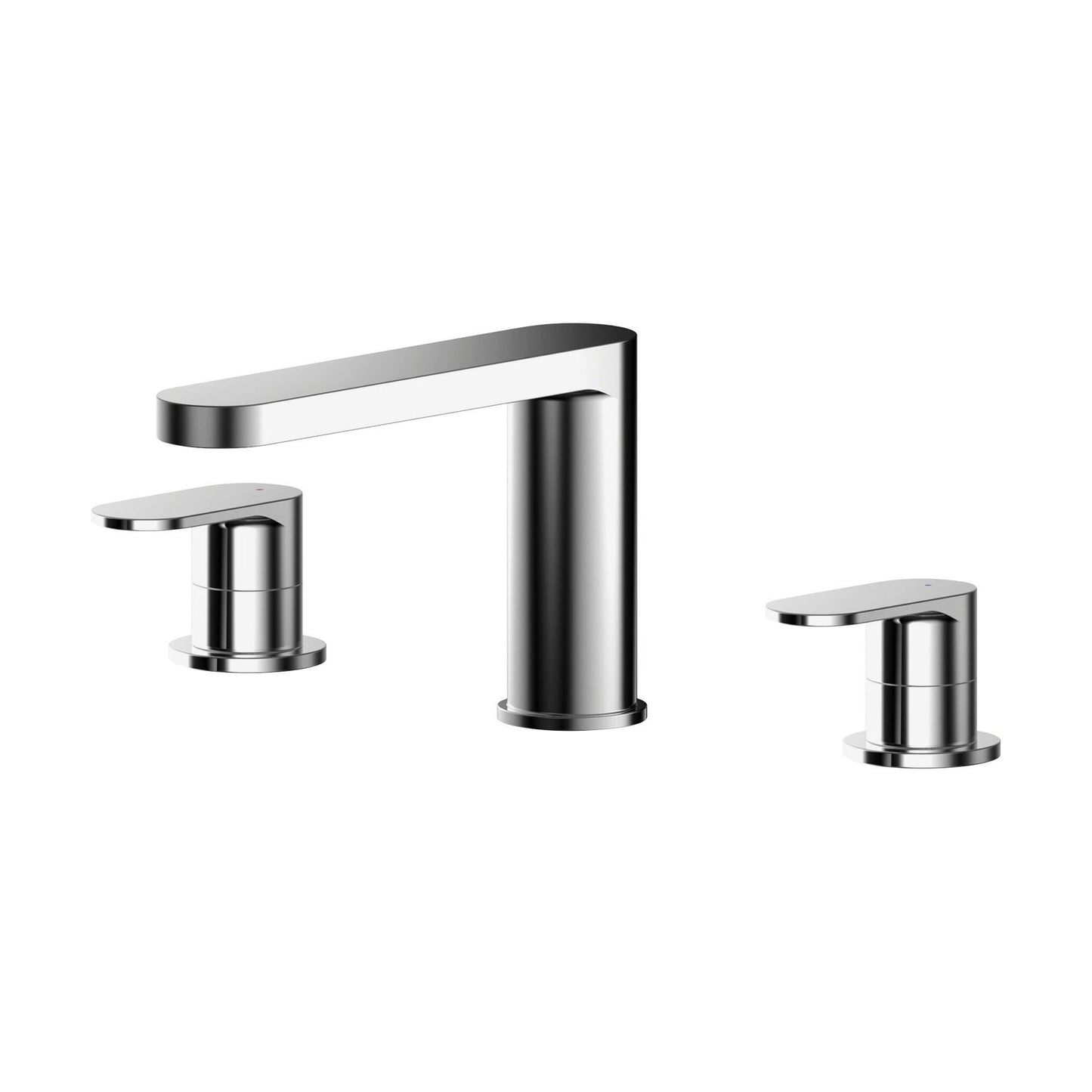 [BTCU333] Balterley Current Modern Round Deck Mounted 3 Tap Hole Bath Filler Tap with Lever Handles and Flat Spout - Chrome Finish - Cutout