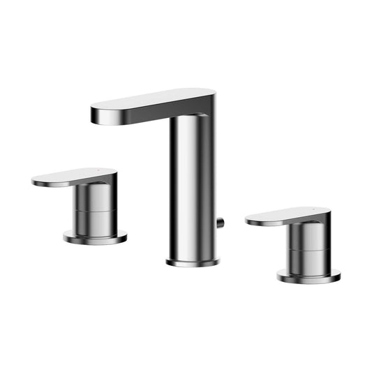 [BTCU337] Balterley Current Round Deck Mounted 3 Tap Hole Basin Mixer Tap with Dual Lever Handles & Pop Up Waste - Chrome Finish - Cutout