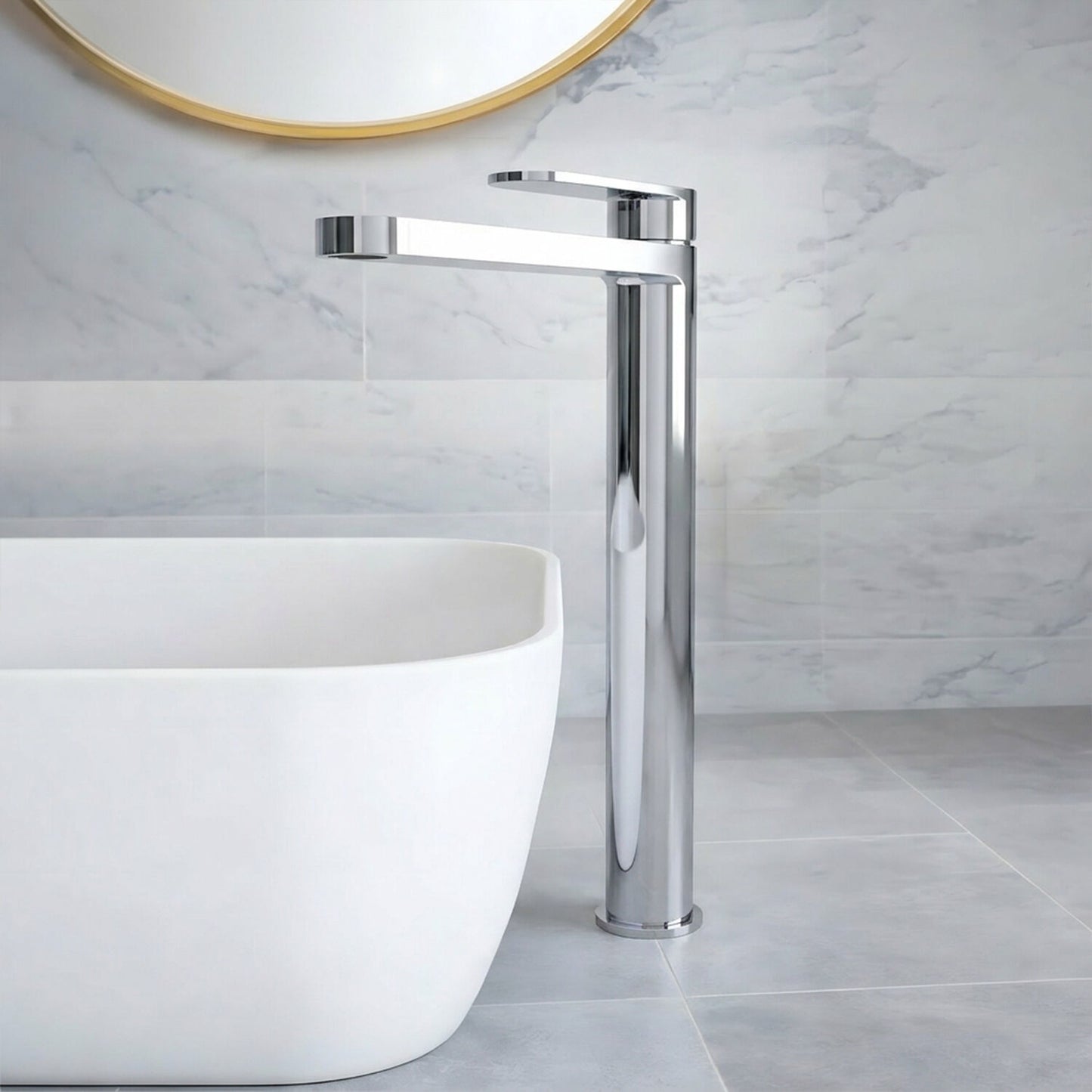 [BTCU370] Enville Round High Rise Mono Basin Mixer Tap - 290 x 57 x 187mm - Choice of Finish - Silo