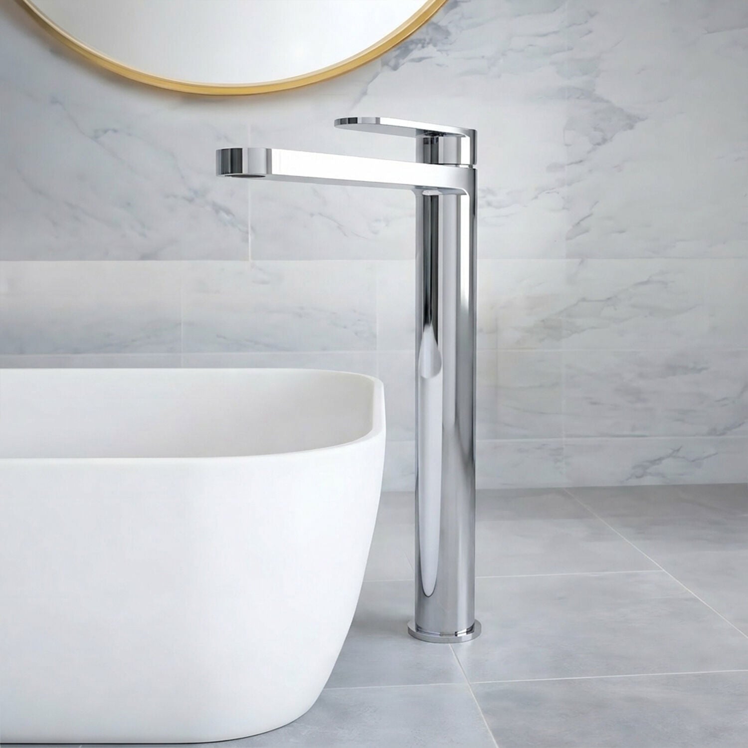 [BTCU370] Enville Round High Rise Mono Basin Mixer Tap - 290 x 57 x 187mm - Choice of Finish - Silo