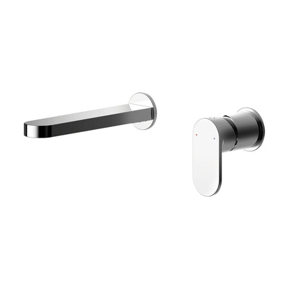 [BTCU381] Balterley Current Round Wall Mount 2 Tap Hole Basin Mixer Tap with Flat Spout and Single Lever Handle - Polished Chrome Finish - Cutout