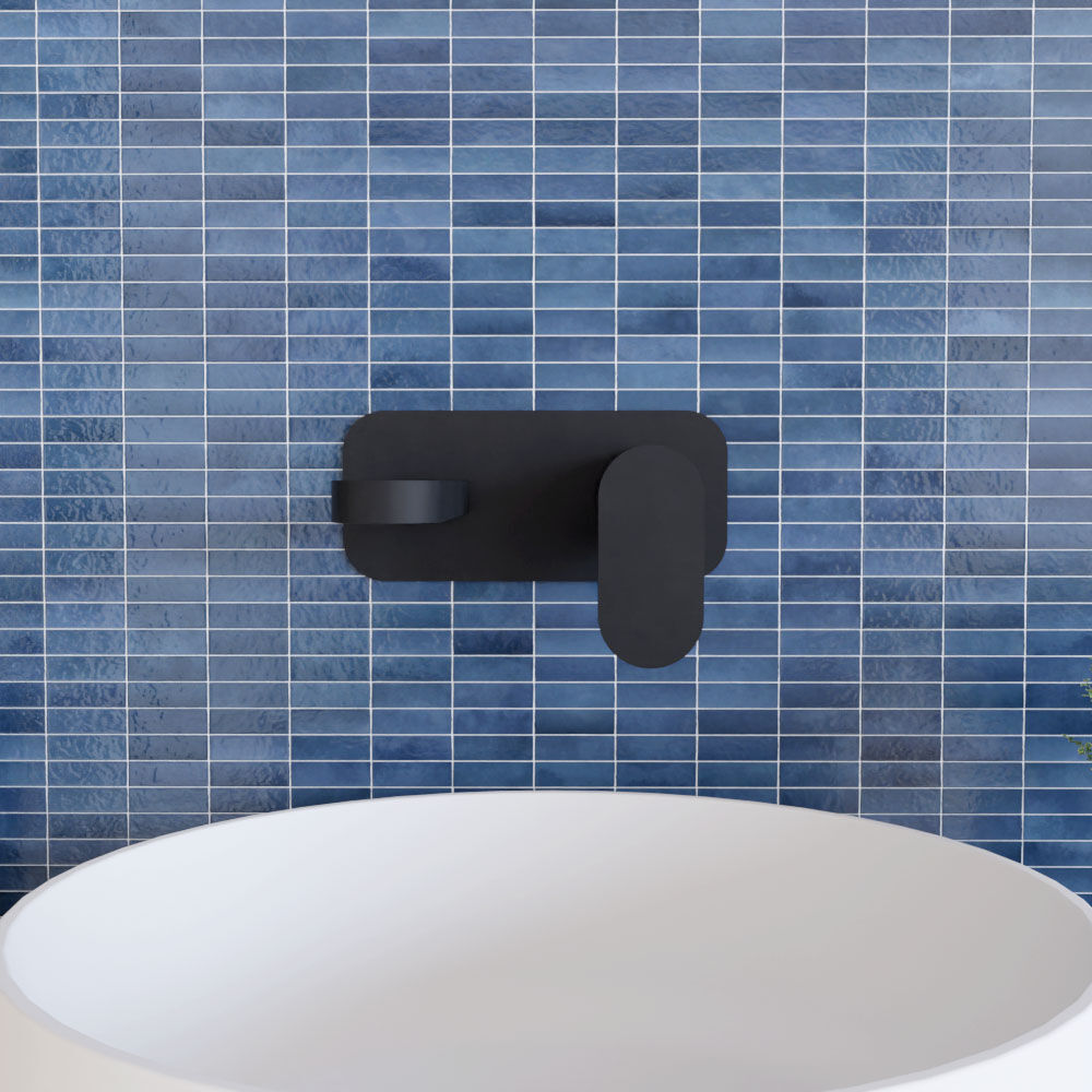 [BTCU428] Enville Round Wall Mount 2 Tap Hole Basin Mixer Tap & Back Plate - Choice of Finish - Lifestyle 1