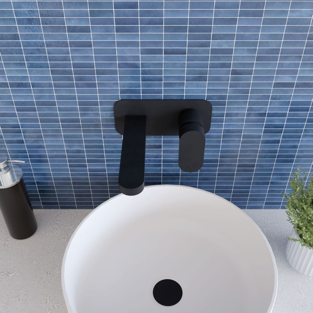 [BTCU428] Enville Round Wall Mount 2 Tap Hole Basin Mixer Tap & Back Plate - Choice of Finish - Lifestyle 2