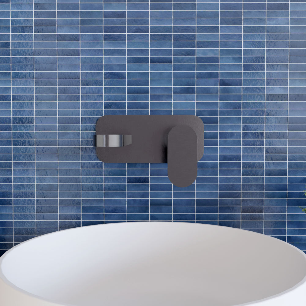 [BTCU728] Enville Round Wall Mount 2 Tap Hole Basin Mixer Tap & Back Plate - Choice of Finish - Lifestyle 1