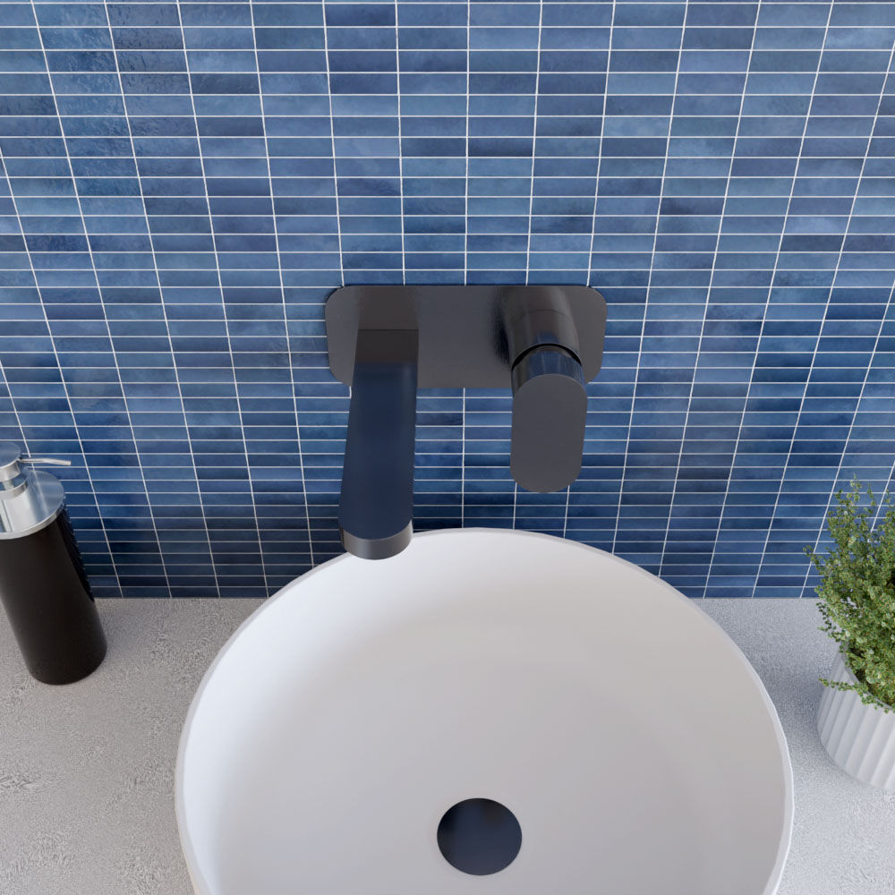 [BTCU728] Enville Round Wall Mount 2 Tap Hole Basin Mixer Tap & Back Plate - Choice of Finish - Lifestyle 2