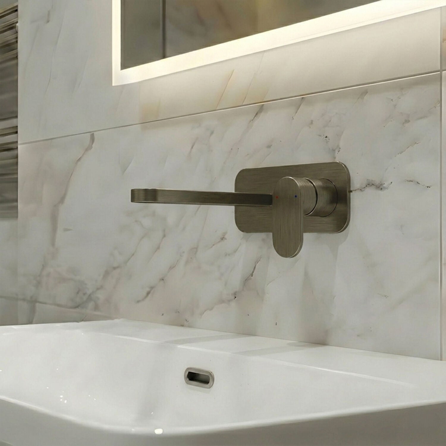 [BTCU728] Enville Round Wall Mount 2 Tap Hole Basin Mixer Tap & Back Plate - Choice of Finish - Silo
