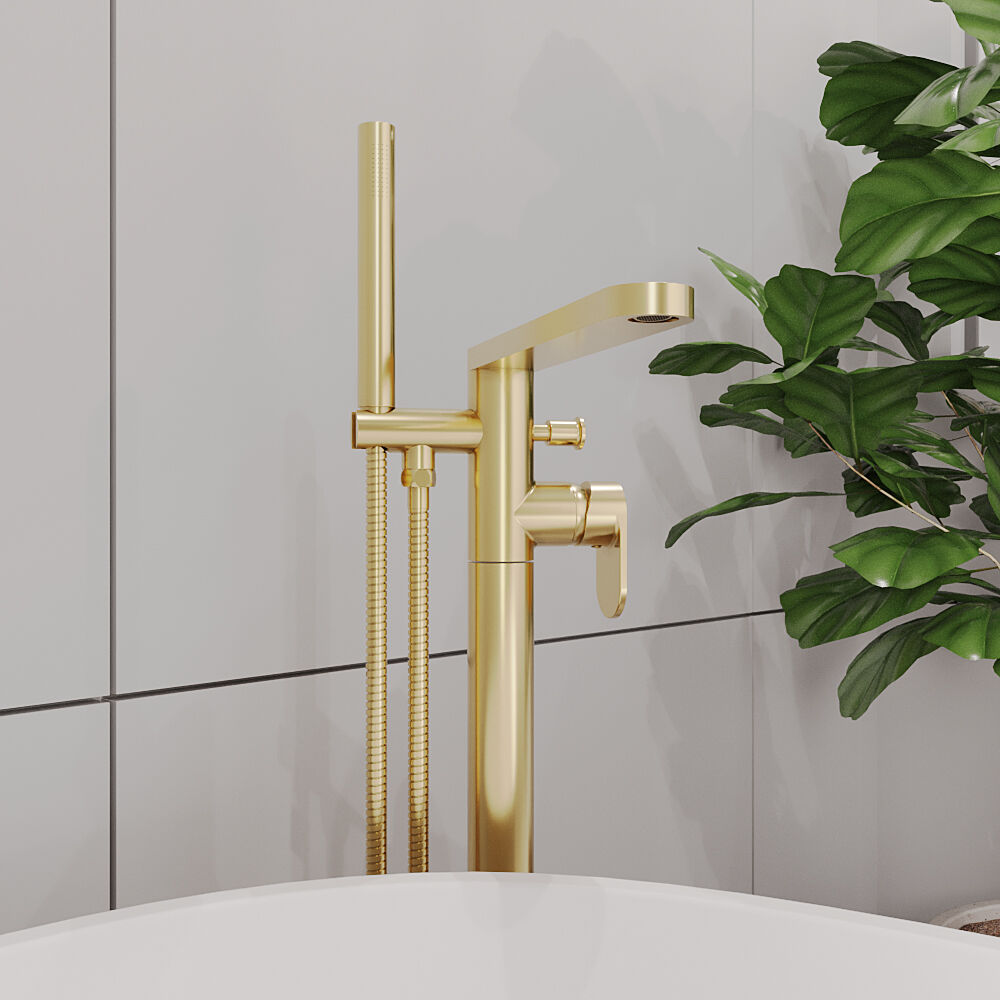 [BTCU821] Enville Modern Freestanding Round Bath Shower Mixer Tap with Lever Handle and Kit - Choice of Colour - Lifestyle 3