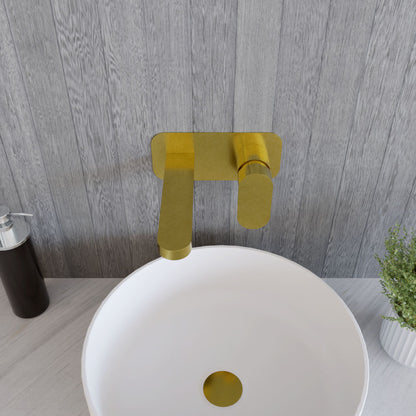 [BTCU828] Enville Round Wall Mount 2 Tap Hole Basin Mixer Tap & Back Plate - Choice of Finish - Lifestyle 2