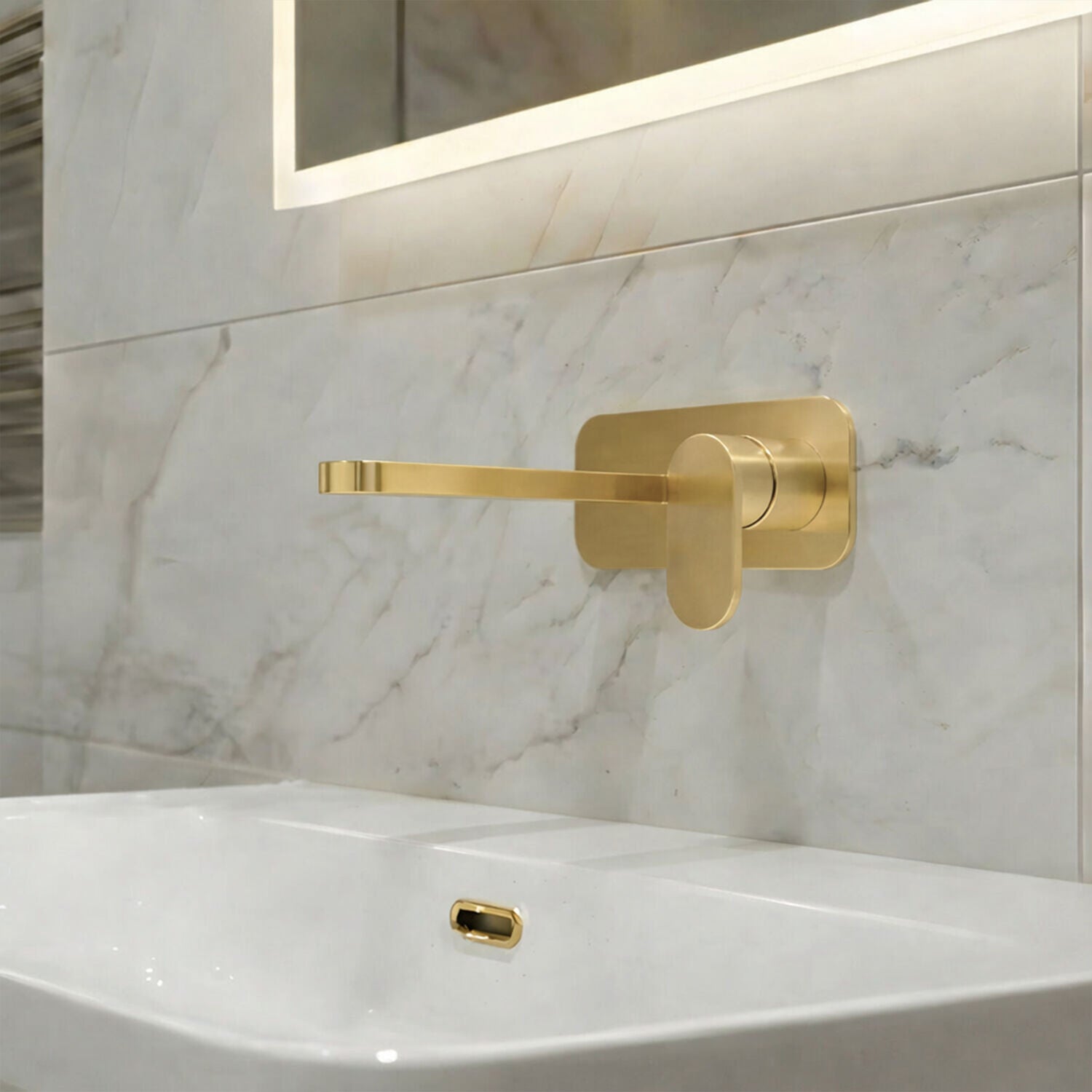 [BTCU828] Enville Round Wall Mount 2 Tap Hole Basin Mixer Tap & Back Plate - Choice of Finish - Silo