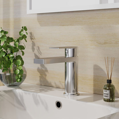 [BTD305] Ranton Contemporary Mono Basin Mixer Tap and Push Button Waste, Choice of Colour - Lifestyle 1